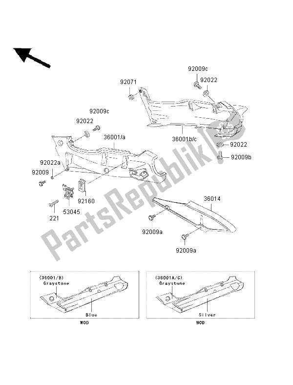 Tutte le parti per il Coperture Laterali E Copertura A Catena del Kawasaki ZZ R 600 2002