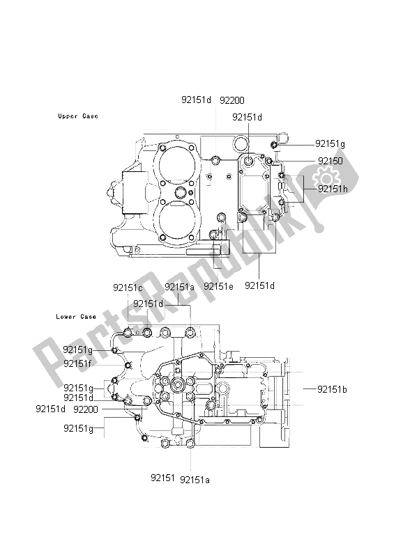 All parts for the Crankcase Bolt Pattern of the Kawasaki W 650 2001