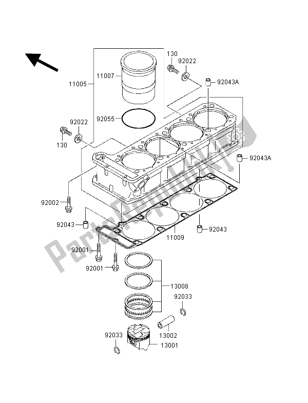 All parts for the Cylinder & Piston of the Kawasaki ZZ R 1100 1998