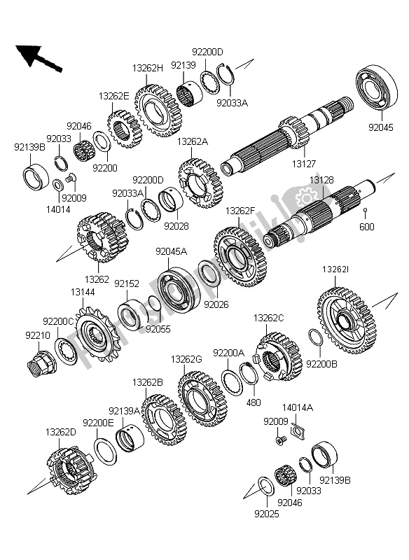 All parts for the Transmission of the Kawasaki ER 6F 650 2010