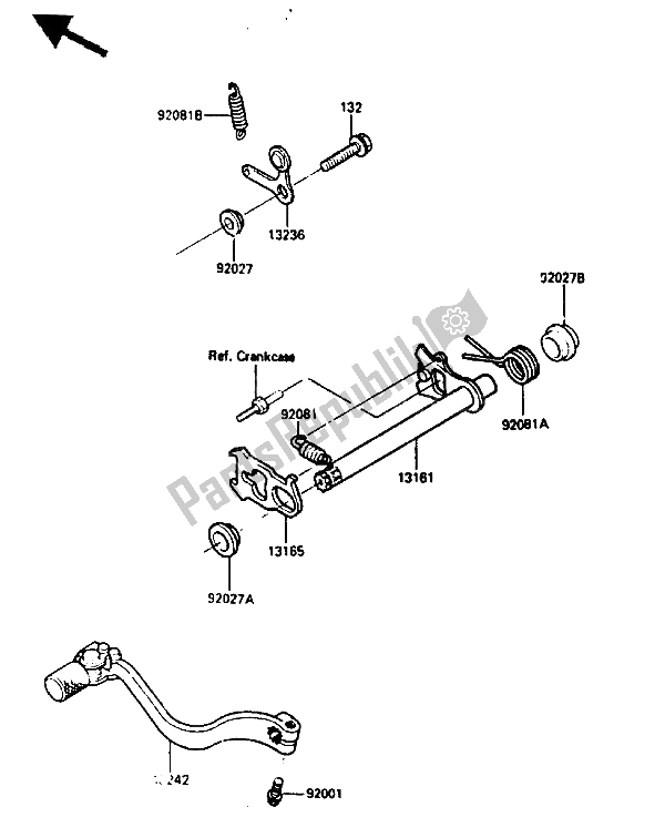 Tutte le parti per il Meccanismo Di Cambio Marcia del Kawasaki KX 250 1986