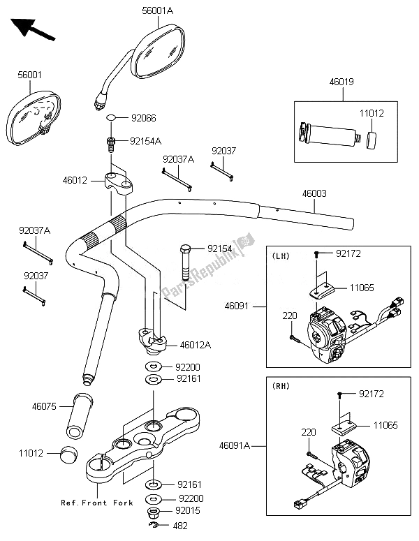 Alle onderdelen voor de Stuur van de Kawasaki VN 1700 Voyager ABS 2014