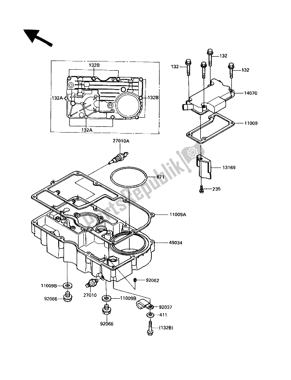 Tutte le parti per il Coperchio Sfiato E Coppa Dell'olio del Kawasaki GPZ 900R 1989