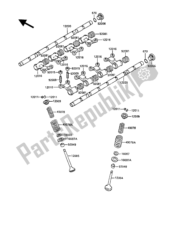 All parts for the Valve(s) of the Kawasaki GPZ 1000 RX 1987