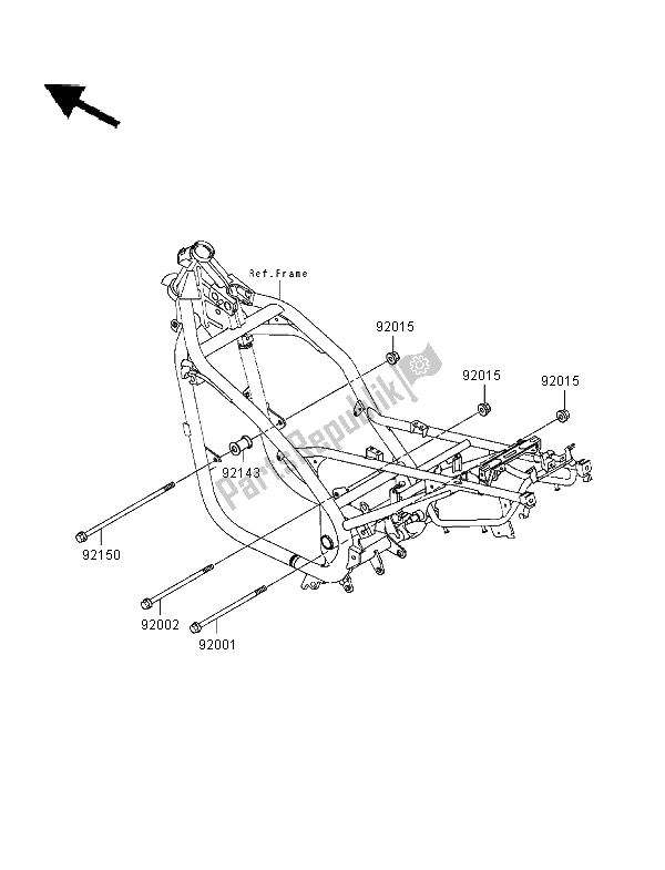 All parts for the Frame Fittings of the Kawasaki ER 5 500 1997