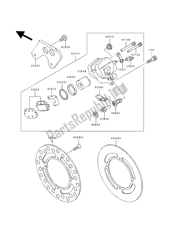 All parts for the Rear Brake of the Kawasaki KX 100 1994