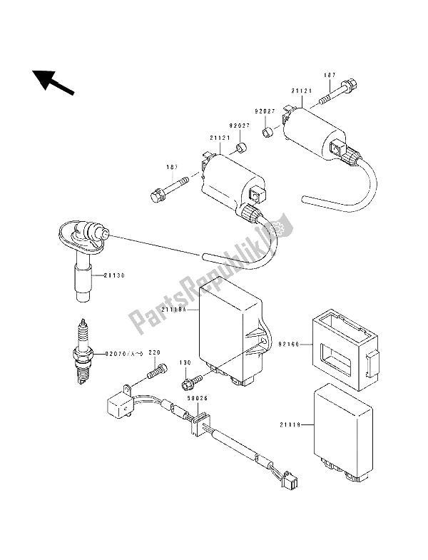 Todas as partes de Sistema De Ignição do Kawasaki EL 250E 1991