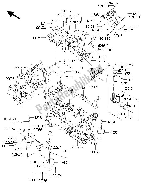 All parts for the Frame Fittings of the Kawasaki Brute Force 750 4X4I EPS HFF 2015