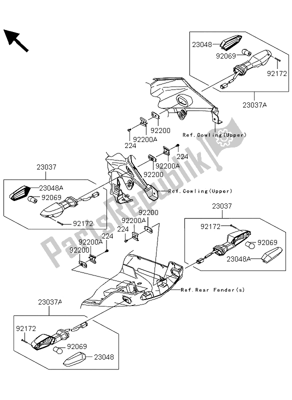 All parts for the Turn Signals of the Kawasaki Versys 1000 2013