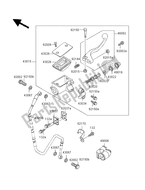 All parts for the Front Master Cylinder of the Kawasaki KX 125 1996