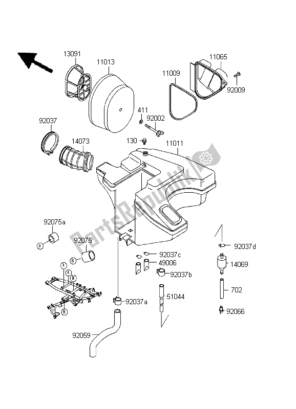 Tutte le parti per il Filtro Dell'aria del Kawasaki KLR 650 1999