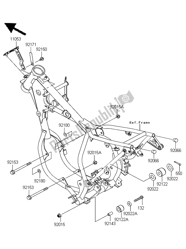 All parts for the Engine Mount of the Kawasaki KX 65 2012