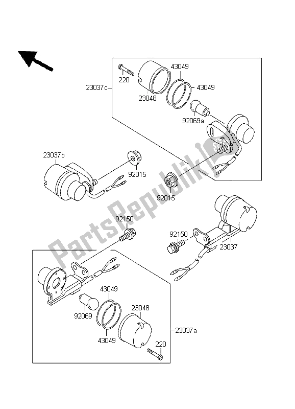 Tutte le parti per il Indicatori Di Direzione del Kawasaki D Tracker 125 1999