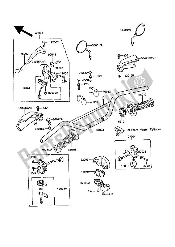 All parts for the Handlebar of the Kawasaki KLR 650 1988