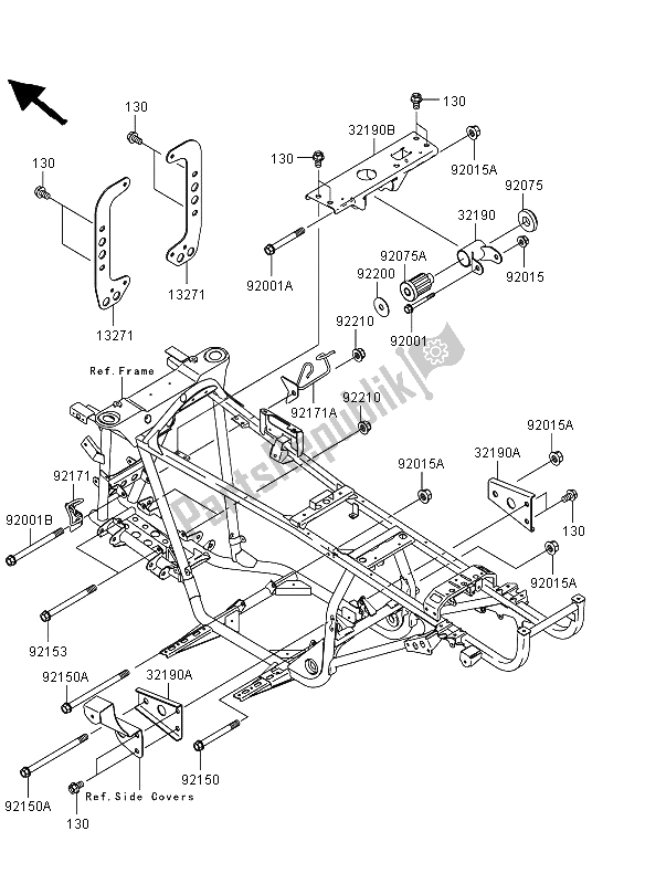 All parts for the Engine Mount of the Kawasaki KVF 360 4X4 2011