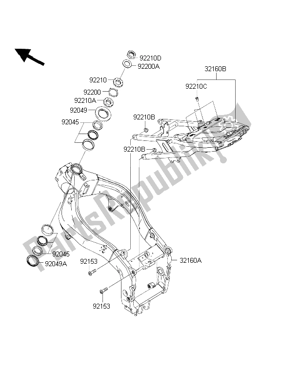 Alle onderdelen voor de Kader van de Kawasaki Ninja ZX 6R 600 2003