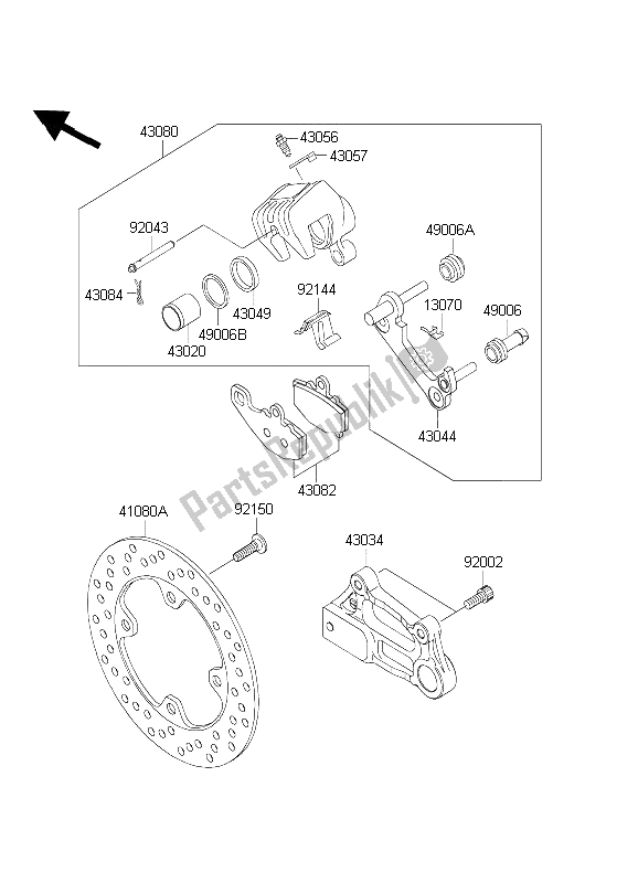 Tutte le parti per il Freno Posteriore del Kawasaki Ninja ZX 6R 600 2003