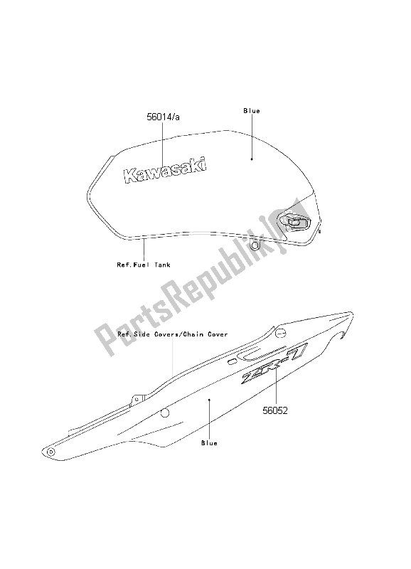 All parts for the Decals (silver) of the Kawasaki ZR 7 750 2001