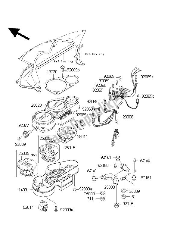 All parts for the Meter of the Kawasaki ZR 7S 750 2001