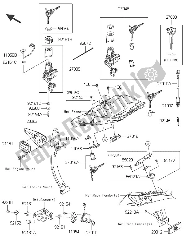 All parts for the Ignition Switch of the Kawasaki Z 1000 SX 2016