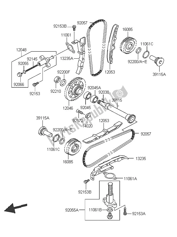 Tutte le parti per il Catena A Camme E Tenditore del Kawasaki KLV 1000 2005