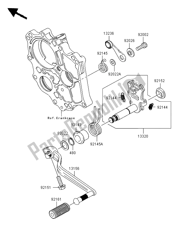 All parts for the Gear Change Mechanism of the Kawasaki ER 6N 650 2008