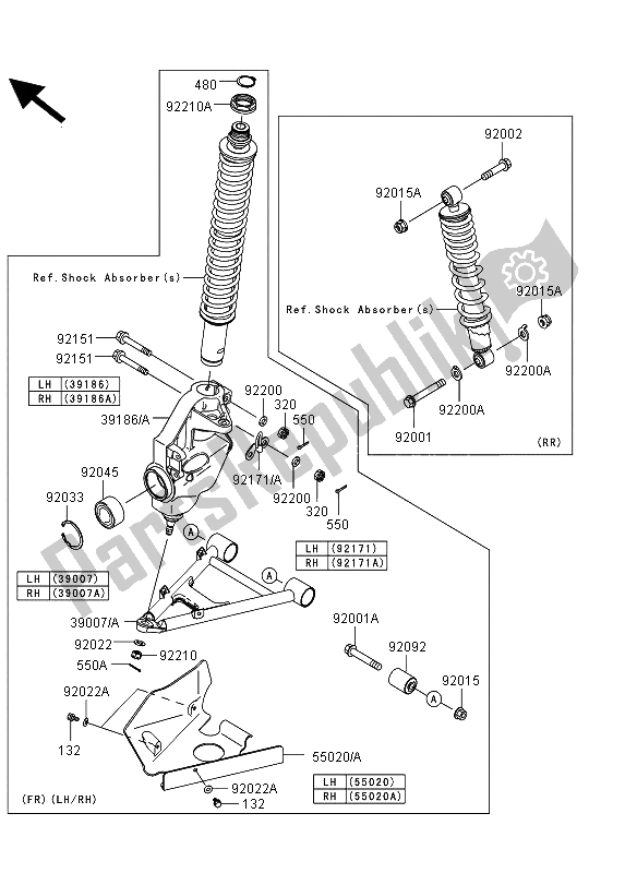 All parts for the Suspension of the Kawasaki KVF 360 4X4 2013