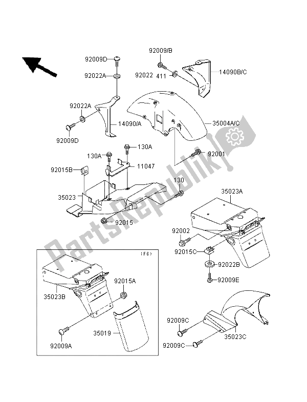 Tutte le parti per il Parabordi del Kawasaki ZXR 400 1995