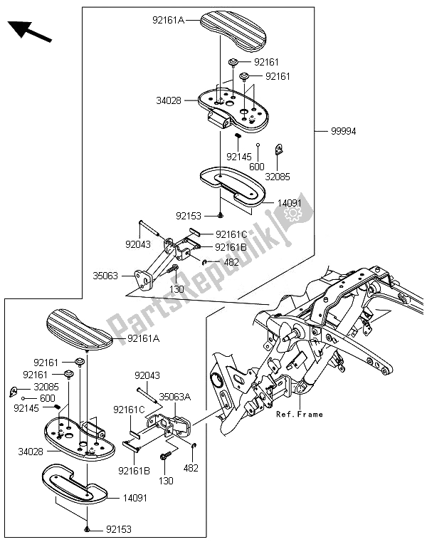 Tutte le parti per il Accessorio (pass. Floorbord) del Kawasaki VN 1700 Voyager Custom ABS 2014
