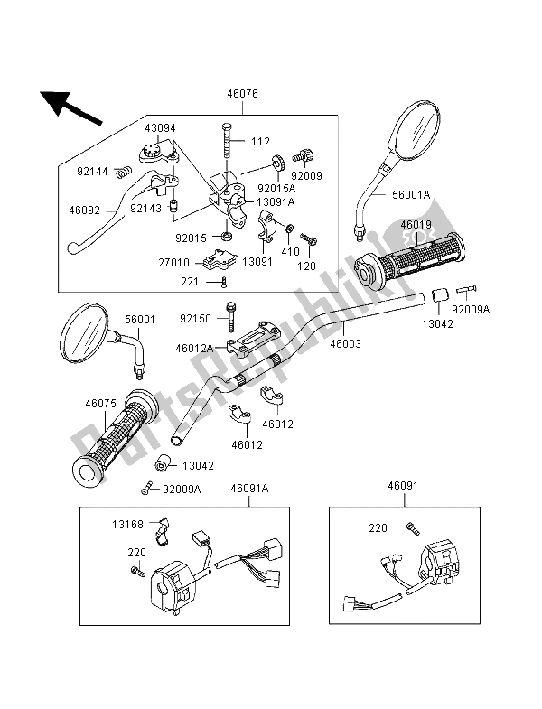 Tutte le parti per il Manubrio del Kawasaki Zephyr 550 1998