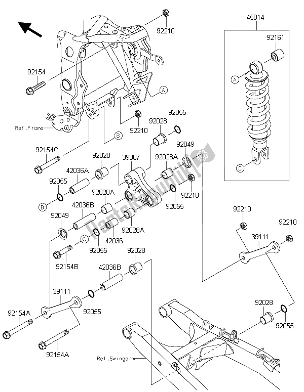 All parts for the Suspension & Shock Absorber of the Kawasaki Ninja 250 SL 2015