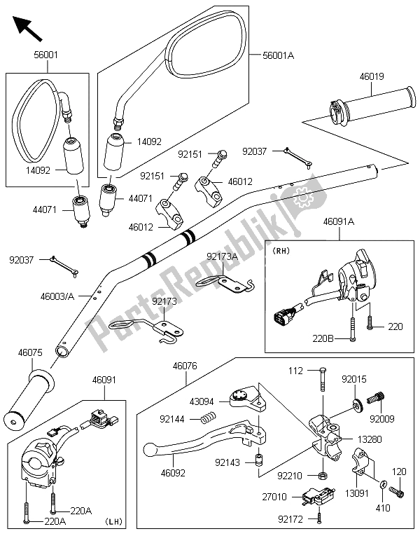 Toutes les pièces pour le Guidon du Kawasaki W 800 2013