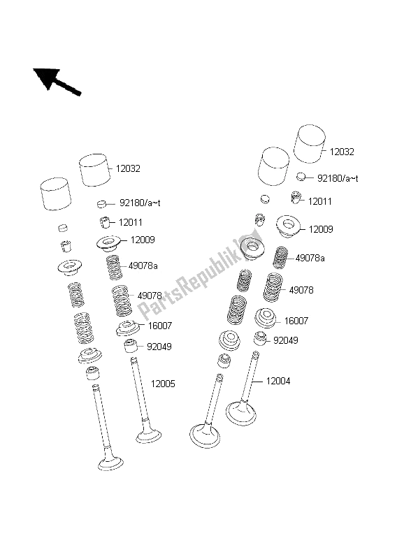 All parts for the Valve of the Kawasaki Ninja ZX 7R 750 2001