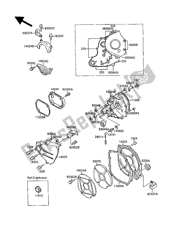 Toutes les pièces pour le Capot (s) Moteur du Kawasaki GPX 750R 1988