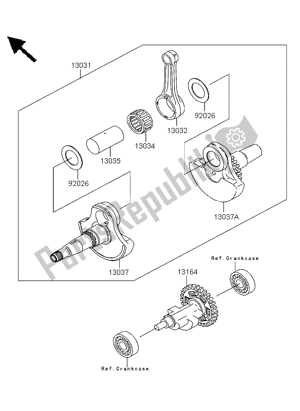 All parts for the Crankshaft of the Kawasaki KVF 360 2003