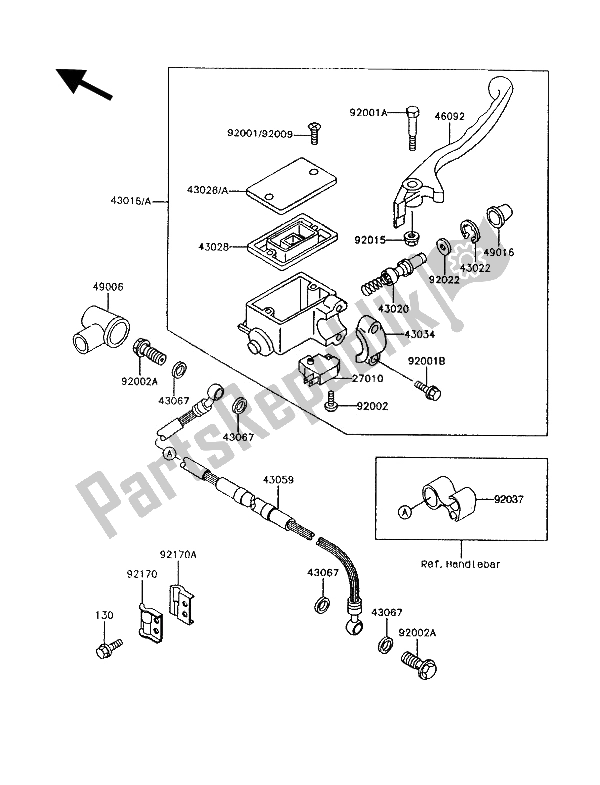 All parts for the Front Master Cylinder of the Kawasaki KLR 600 1992