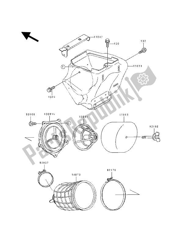 All parts for the Air Filter of the Kawasaki KX 80 SW LW 1992