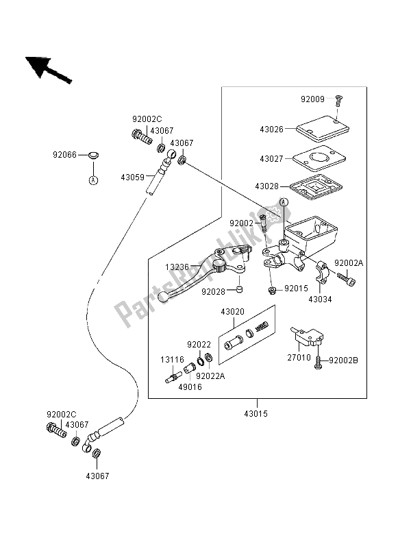 Todas las partes para Cilindro Maestro Del Embrague de Kawasaki Ninja ZX 9R 900 1996