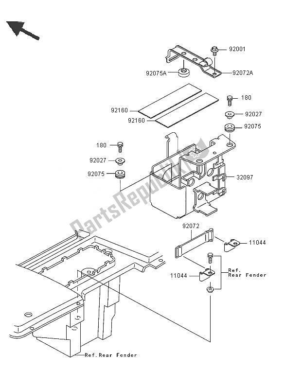 Alle onderdelen voor de Frame Hulpstukken van de Kawasaki KLF 300 2005