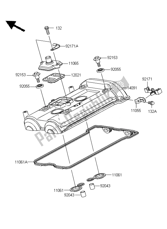 All parts for the Cylinder Head Cover of the Kawasaki ER 6N 650 2011