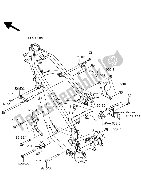 All parts for the Engine Mount of the Kawasaki D Tracker 125 2011