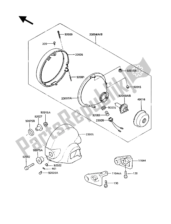 All parts for the Headlight(s) of the Kawasaki VN 750 Twin 1989