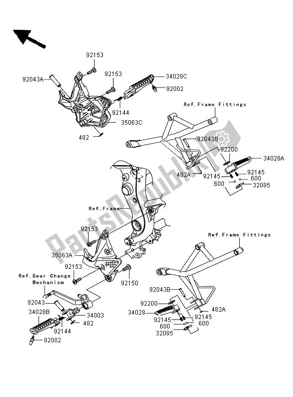 All parts for the Footrests of the Kawasaki Versys 650 2007