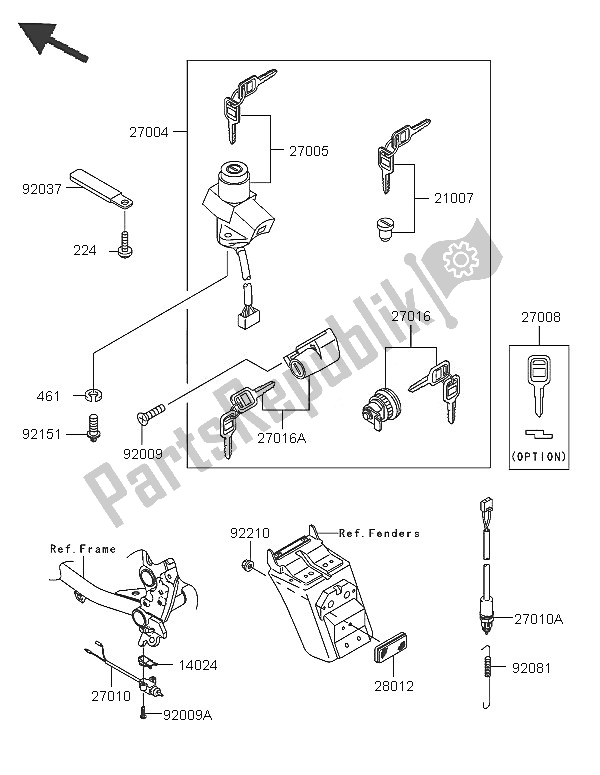 Toutes les pièces pour le Interrupteur D'allumage du Kawasaki KLE 500 2005