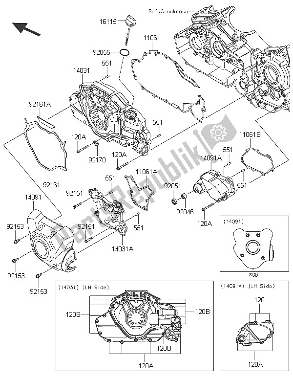 Todas as partes de Tampa (s) Esquerda (s) Do Motor do Kawasaki Vulcan 1700 Nomad ABS 2016