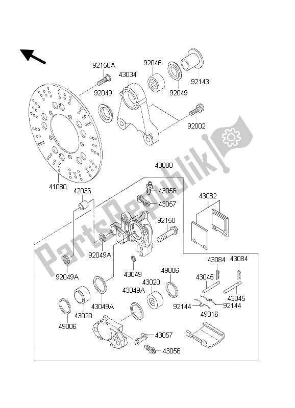 Tutte le parti per il Freno Posteriore del Kawasaki ZXR 1200S 2004