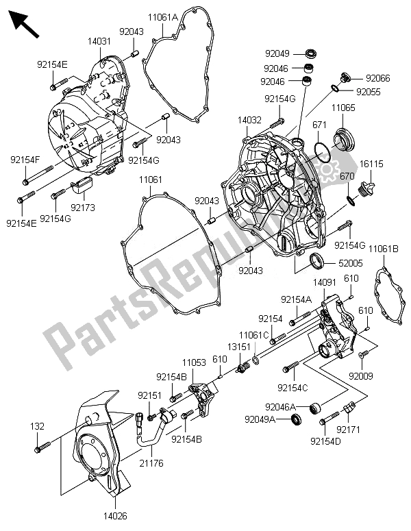 Alle onderdelen voor de Motorkap (pen) van de Kawasaki Versys 1000 ABS 2014