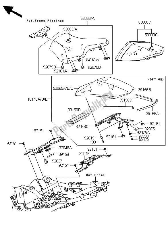 Alle onderdelen voor de Stoel van de Kawasaki Z 1000 2007