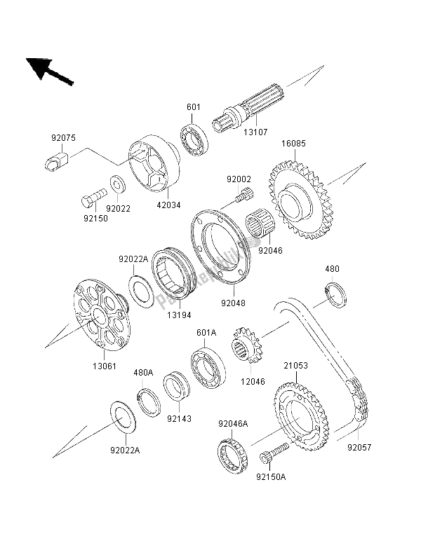 Toutes les pièces pour le Arbre De Générateur du Kawasaki Ninja ZX 7 RR 750 1996