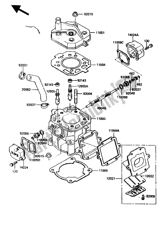 Tutte le parti per il Testata E Cilindro del Kawasaki KX 125 1987